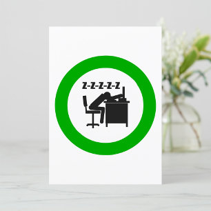 Invitation Drôle Travailleur de bureau dormant au bureau