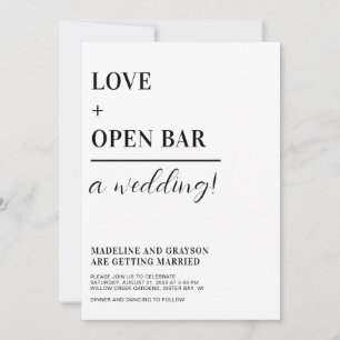 Invitation Drôle Typographie noir blanc Mariage Décontracté