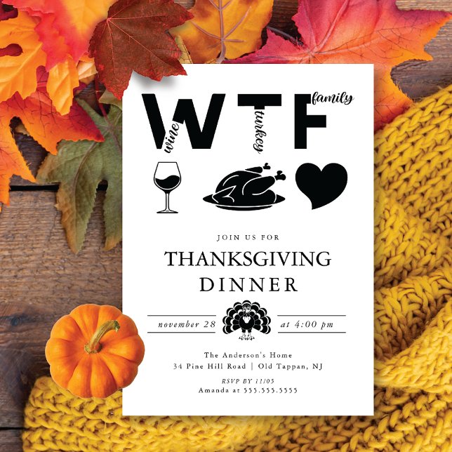 Invitation Drôle Vin WTF Turquie Famille Thanksgiving (Créateur téléchargé)