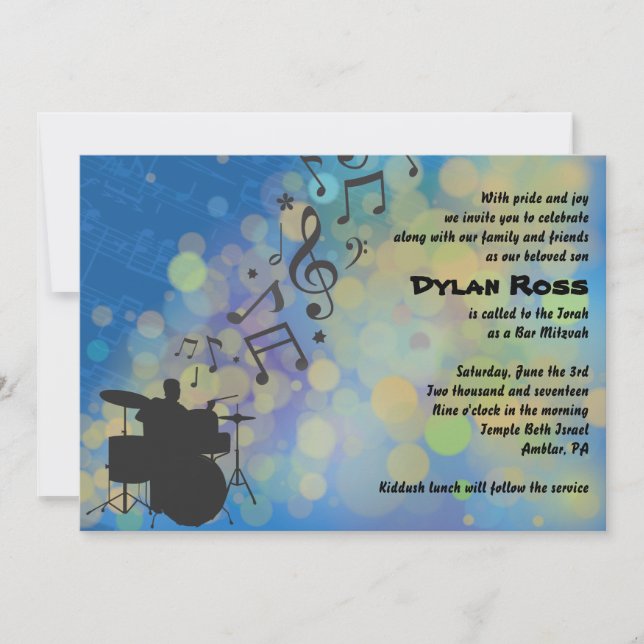 Invitation Drummer Boy Bar Mitzvah (Devant)