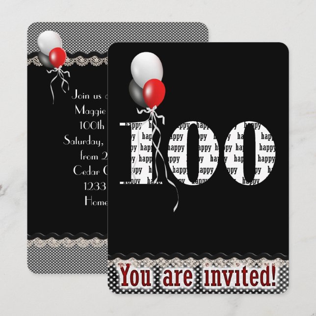 Invitation du 100e anniversaire (Devant / Derrière)