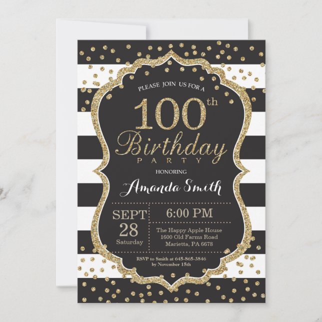 Invitation du 100e anniversaire. Parties scintilla (Devant)