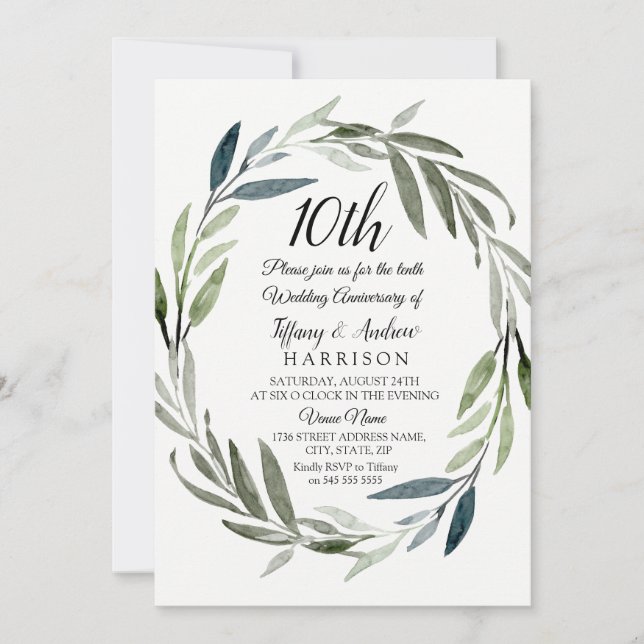 Invitation du 10e anniversaire du Mariage de la co (Devant)