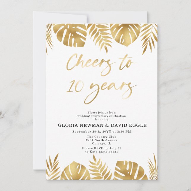 Invitation du 10e anniversaire du Mariage d'or (Devant)