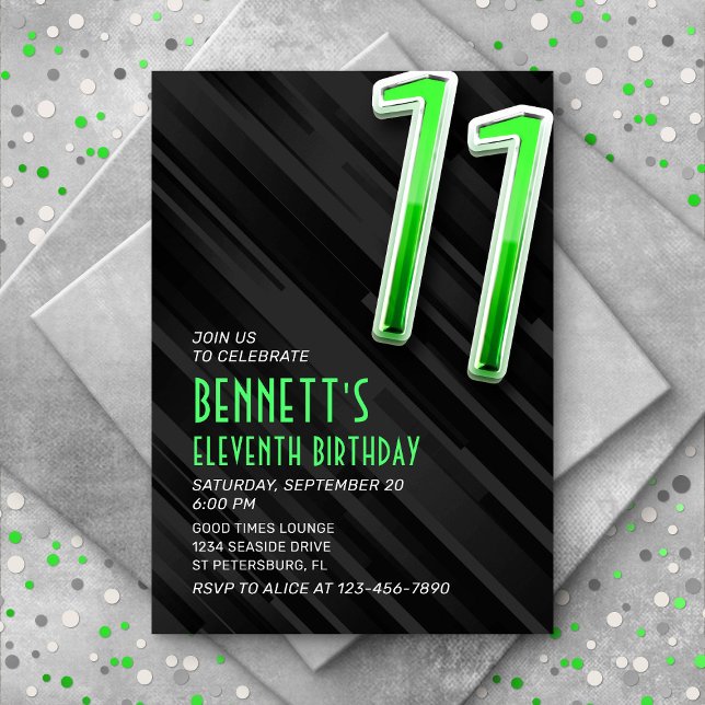 Invitation du 11e anniversaire des garçons moderne (Créateur téléchargé)