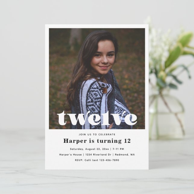 Invitation du 12e anniversaire | Anniversaire mini (Debout devant)