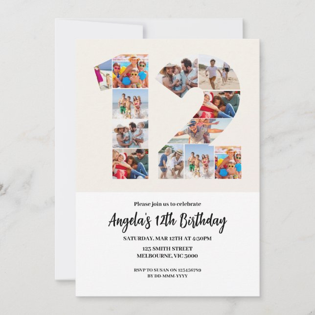 Invitation du 12e anniversaire - Numéro 12 (Devant)