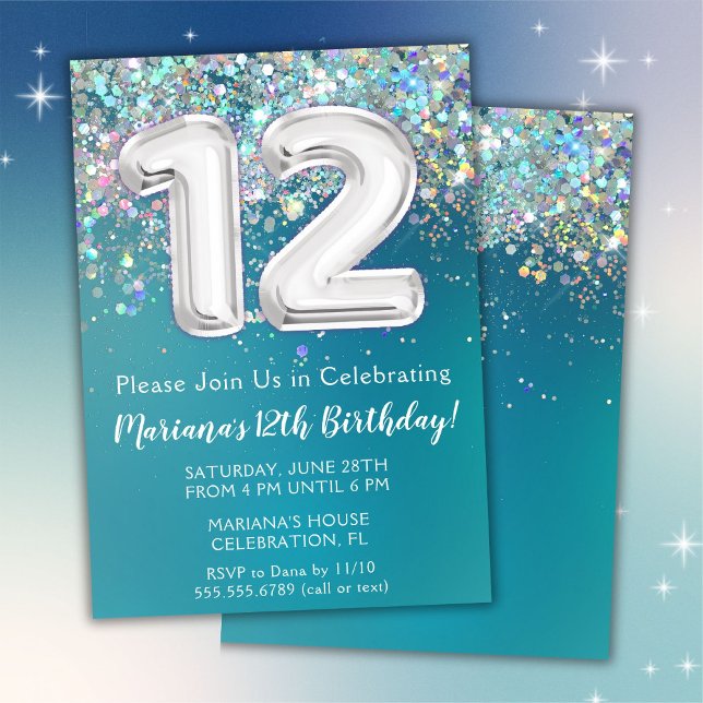 Invitation du 12e anniversaire Parties scintillant (Créateur téléchargé)