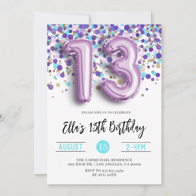Invitation du 13e anniversaire (Devant)