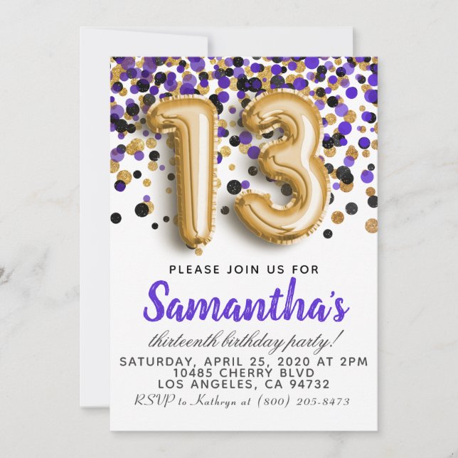 Invitation du 13e anniversaire (Devant)