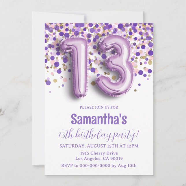 Invitation du 13e anniversaire (Devant)
