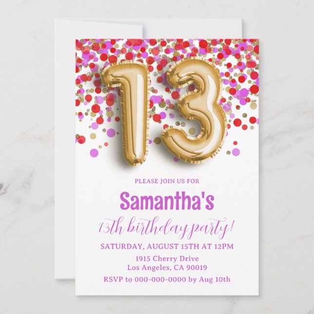 Invitation du 13e anniversaire (Devant)