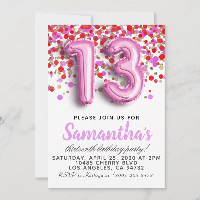 Invitation du 13e anniversaire (Devant)