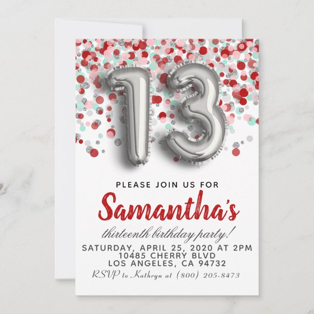 Invitation du 13e anniversaire (Devant)