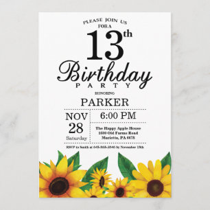 Invitation du 13e anniversaire du tournesol