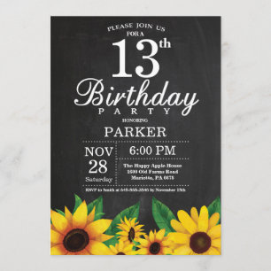 Invitation du 13e anniversaire du tournesol