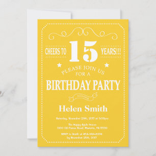 Invitation du 15e anniversaire Jaune et blanc