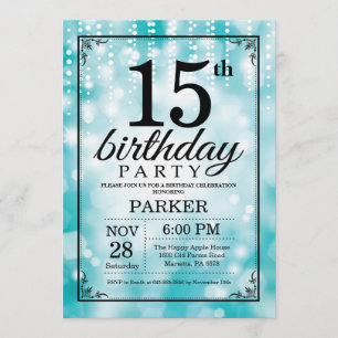 Invitation du 15e anniversaire Parties scintillant