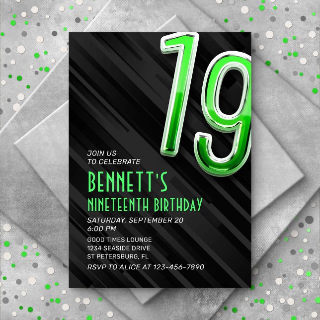Invitation du 19e anniversaire des garçons moderne (Créateur téléchargé)