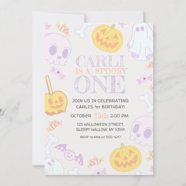 Invitation du 1er anniversaire de la fête d'Hallow (Devant)
