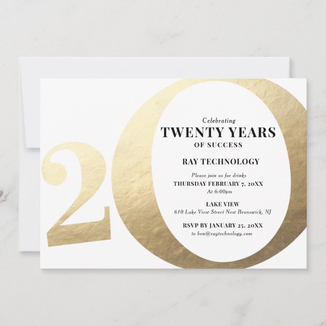 Invitation du 20e anniversaire d'affaires (Devant)