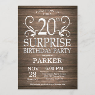 Invitation du 20e anniversaire de surprise Bois ru