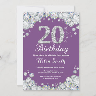 Invitation du 20e anniversaire Diamant mauve et ar