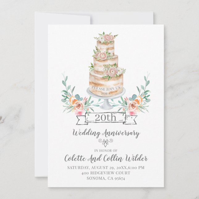 Invitation du 20e anniversaire du Mariage (Devant)