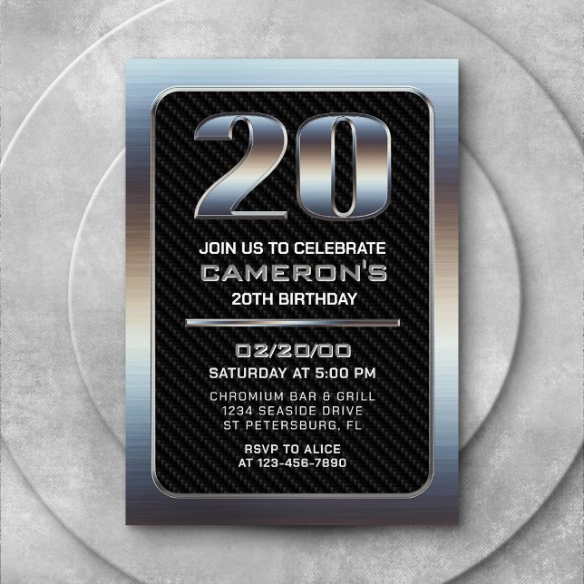 Invitation du 20e anniversaire masculin (Créateur téléchargé)