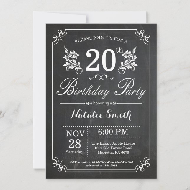 Invitation du 20e anniversaire Plancher floral (Devant)