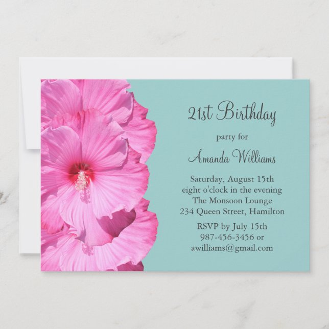 Invitation du 21e anniversaire tropical (turquoise (Devant)