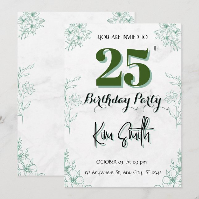 Invitation du 25e anniversaire (Devant / Derrière)