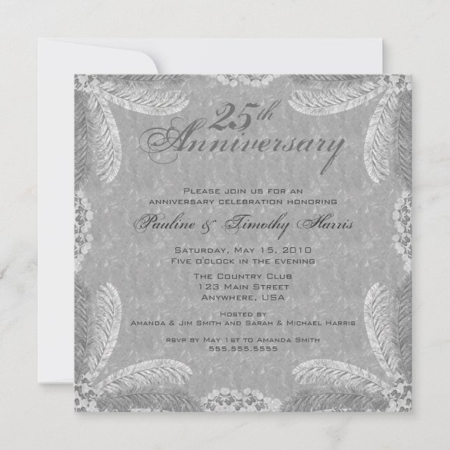 Invitation du 25e anniversaire d'argent (Devant)