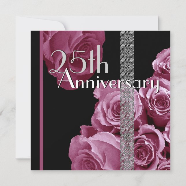 Invitation du 25e anniversaire de l'argent Roses P (Devant)