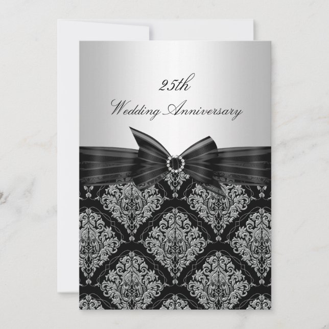 Invitation du 25e anniversaire de Mariage Damask & (Devant)