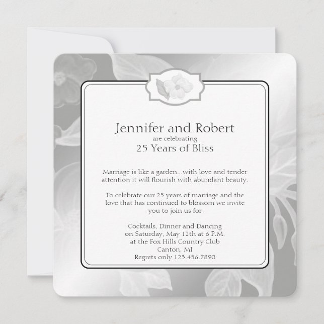 Invitation du 25e anniversaire de mariage du jardi (Devant)