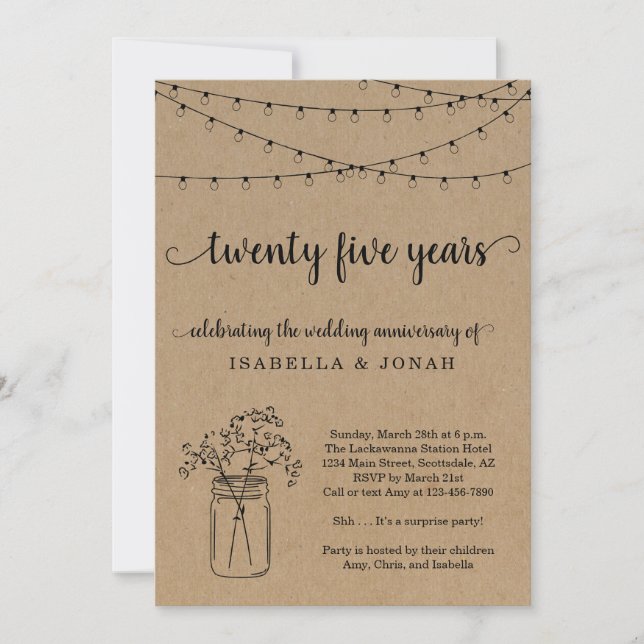 Invitation du 25e anniversaire du Mariage (Devant)