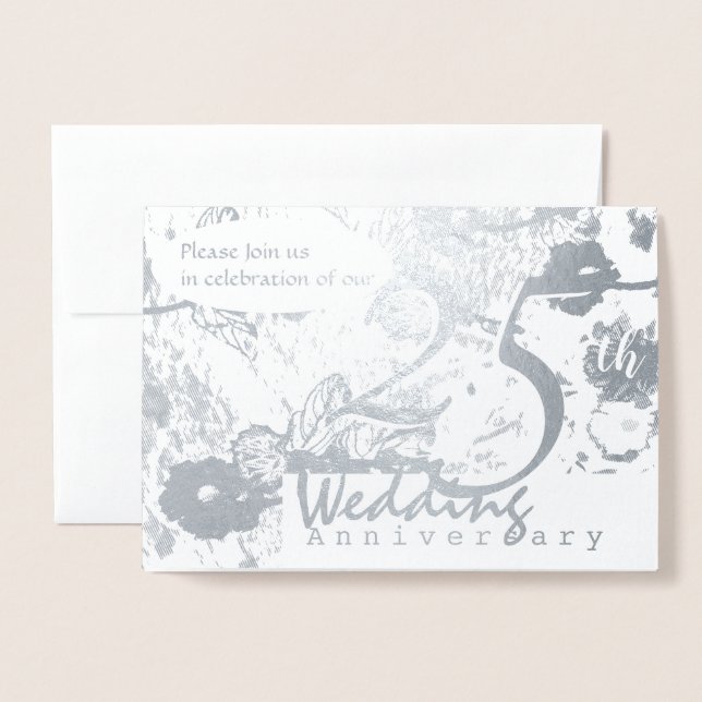 Invitation du 25e anniversaire du Mariage d'argent (Devant avec enveloppe)