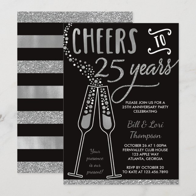Invitation du 25e anniversaire, Faux Parties scint (Devant / Derrière)