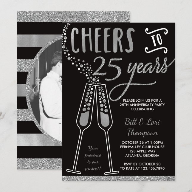 Invitation du 25e anniversaire, Faux Parties scint (Devant / Derrière)