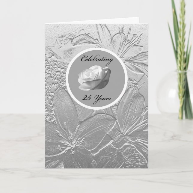 Invitation du 25e anniversaire — Fleurs d'argent (Devant)