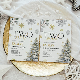 Invitation du 2e anniversaire, hiver deux annivers