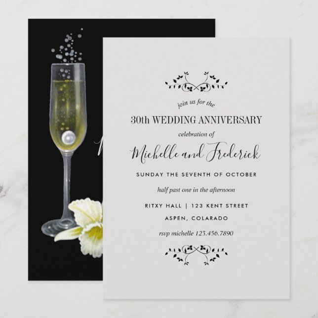 Invitation du 30e anniversaire du Mariage Pearl (Devant / Derrière)