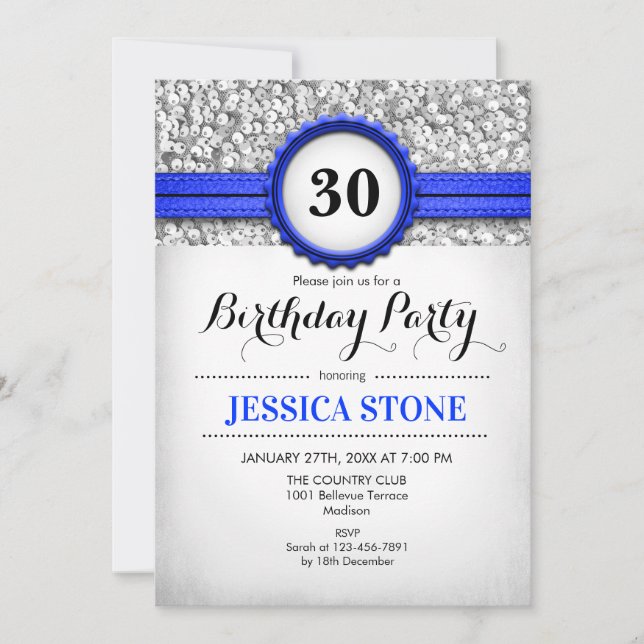 Invitation du 30e anniversaire - Silver White Roya (Devant)