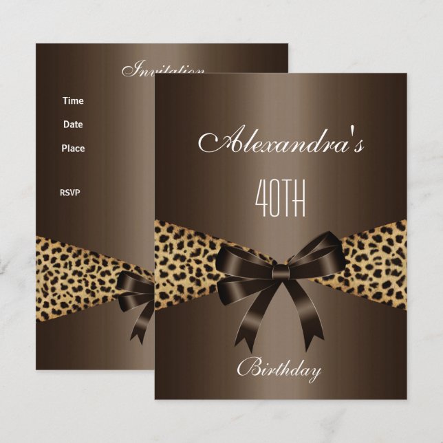 Invitation du 40e anniversaire de l'animal Brown l (Devant / Derrière)