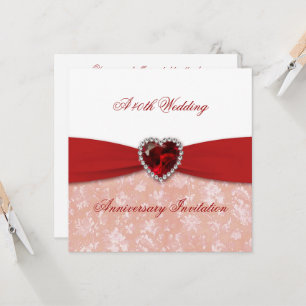 Invitation du 40e anniversaire du Mariage Damask