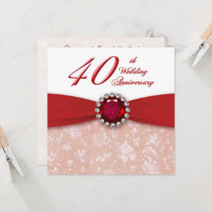 Invitation du 40e anniversaire du Mariage Damask