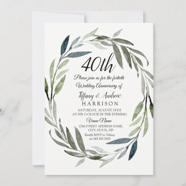 Invitation du 40e anniversaire du Mariage de la co (Devant)