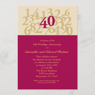 Invitation du 40e anniversaire du Mariage de Ruby