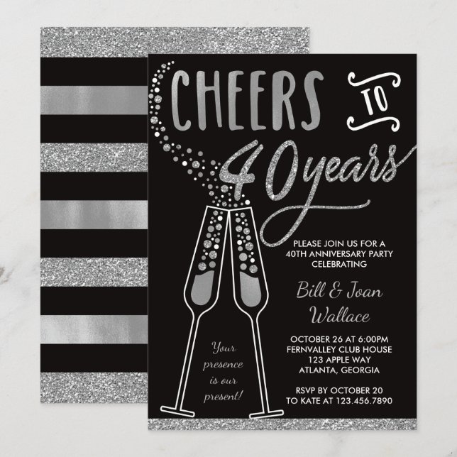 Invitation du 40e anniversaire du Mariage, Parties (Devant / Derrière)